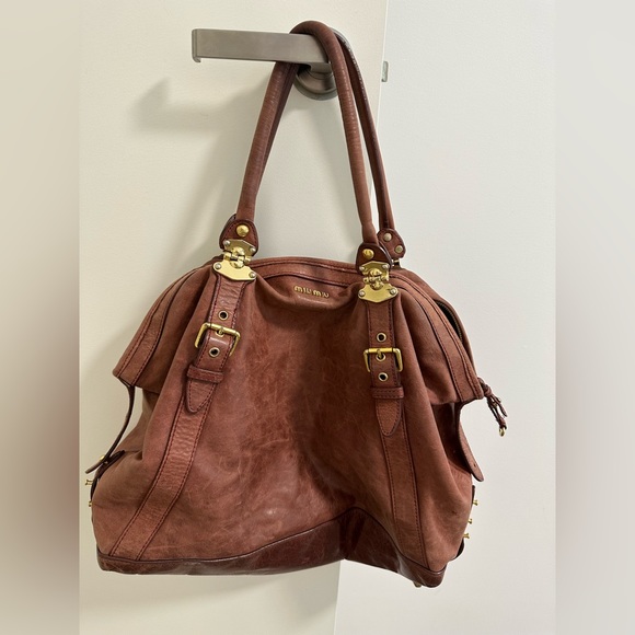 Miu Miu Large brown boho shoulder bag. Rare vintage, high quality leather - Picture 8 of 15